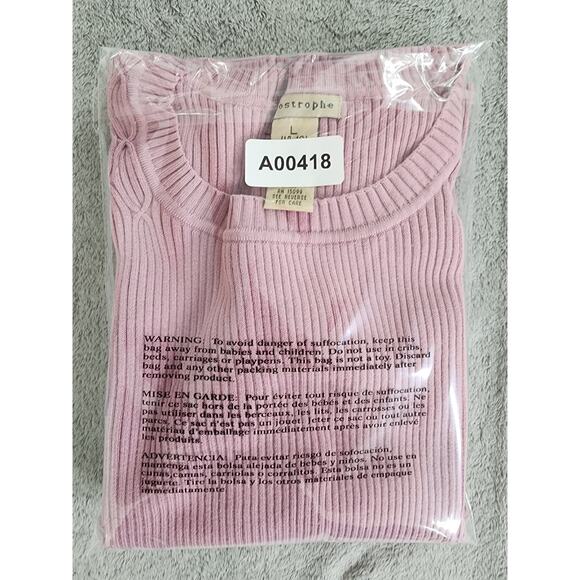 Vintage 90s Apostrophe Sleeveless Pullover Sweater Size L Pink Stretch Rib Knit - Picture 7 of 7